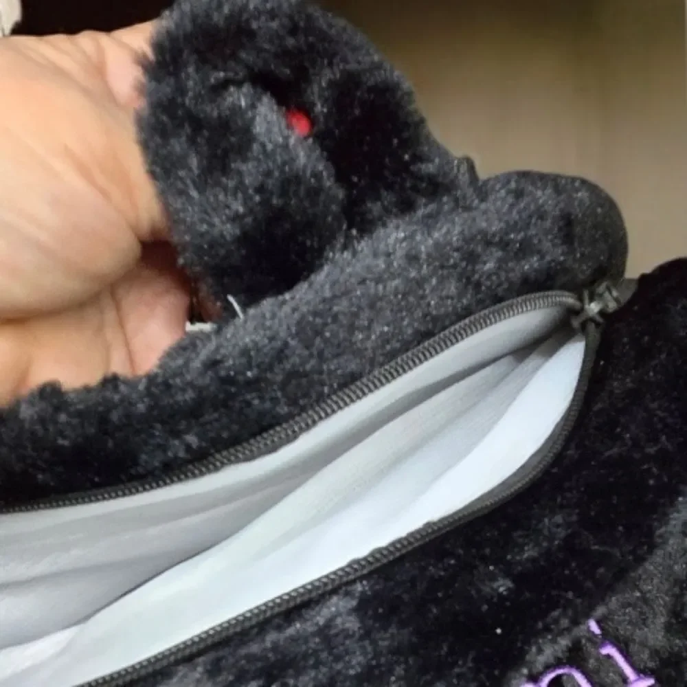 Kuromi Plush Backpack Sanrio Hello Kitty Black Furry Kawaii Spooky Book Bag 15”